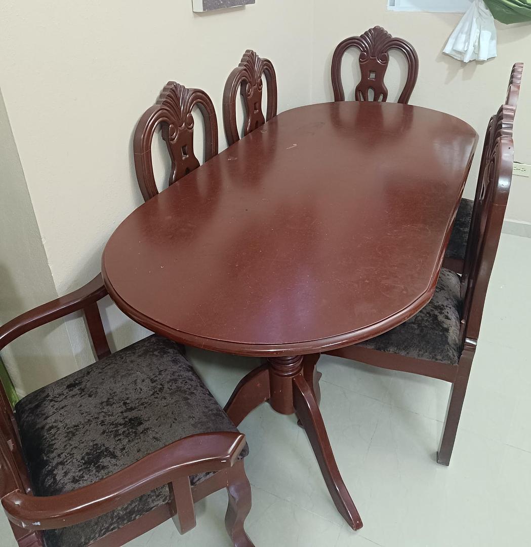 muebles y colchones - Comedor de Andiroba Ovalado con 6 Sillas 1