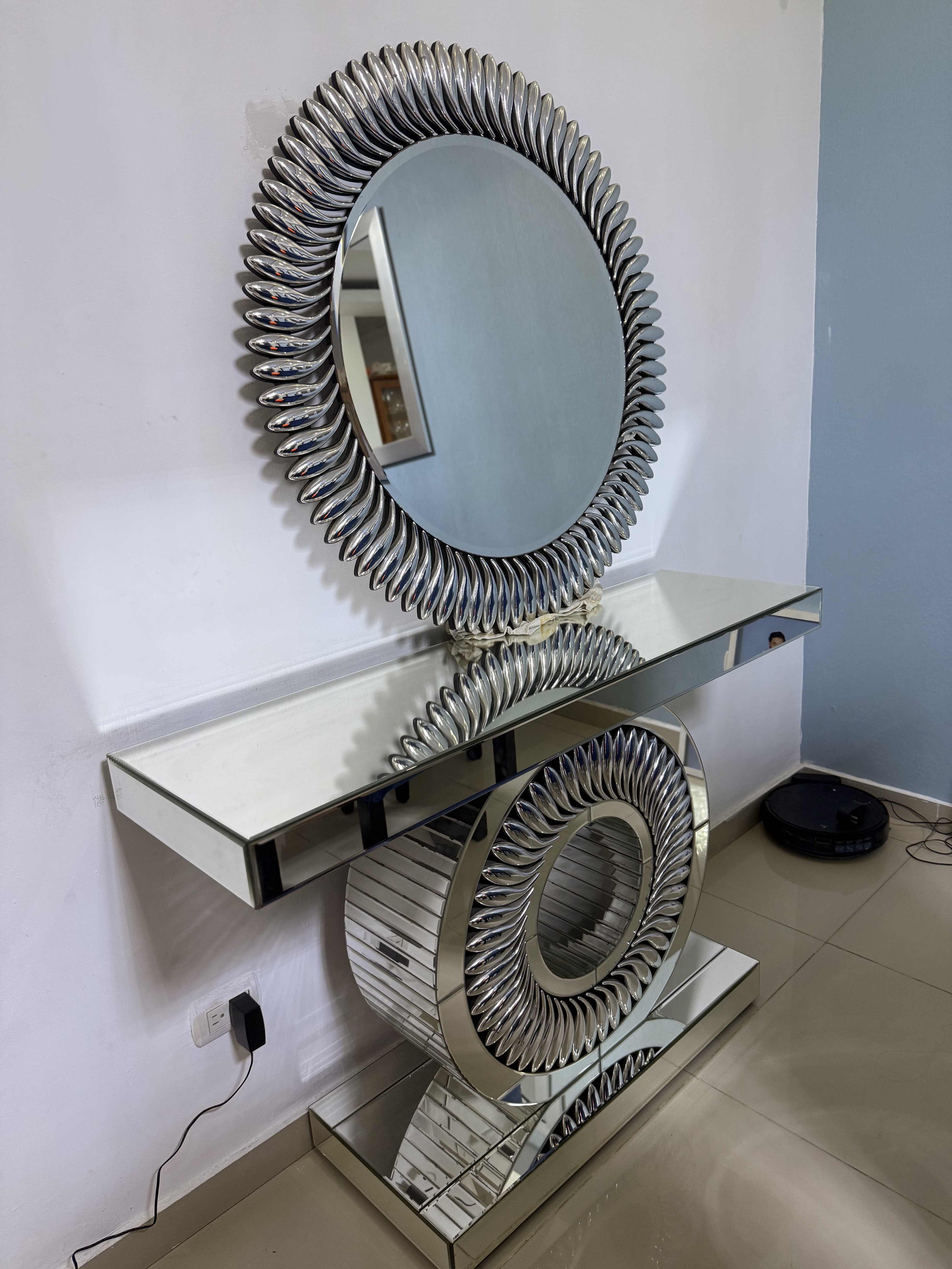 muebles y colchones - REPISA DE CRISTAL CON SU ESPEJO 0