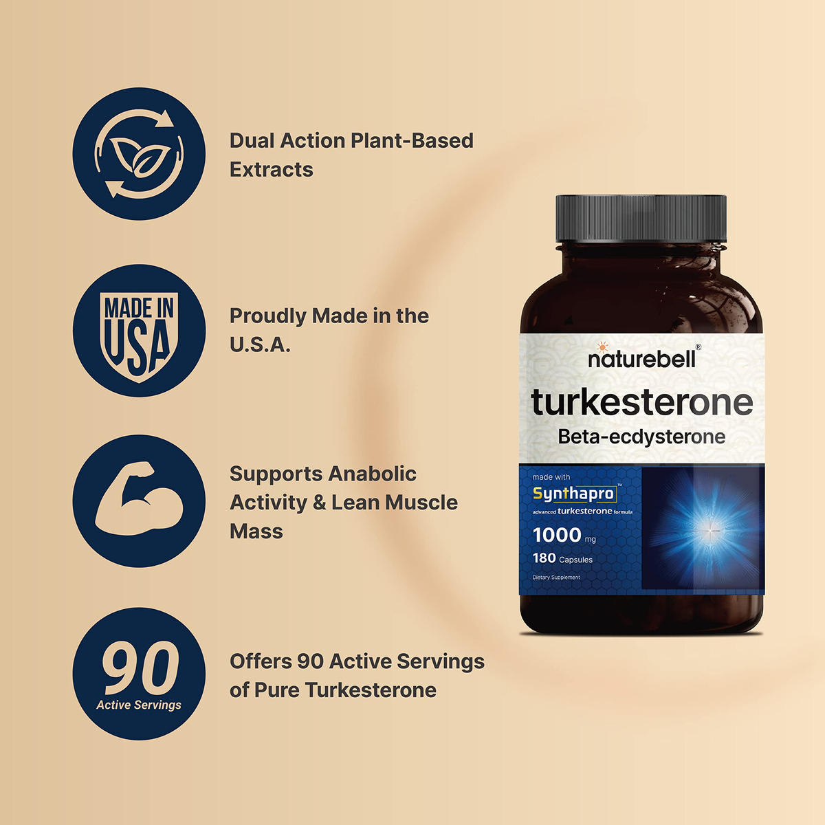 Salud y Equipamiento Médico - Suplemento De Turkesterona Naturebell 500mg | 180 Capsulas - 3