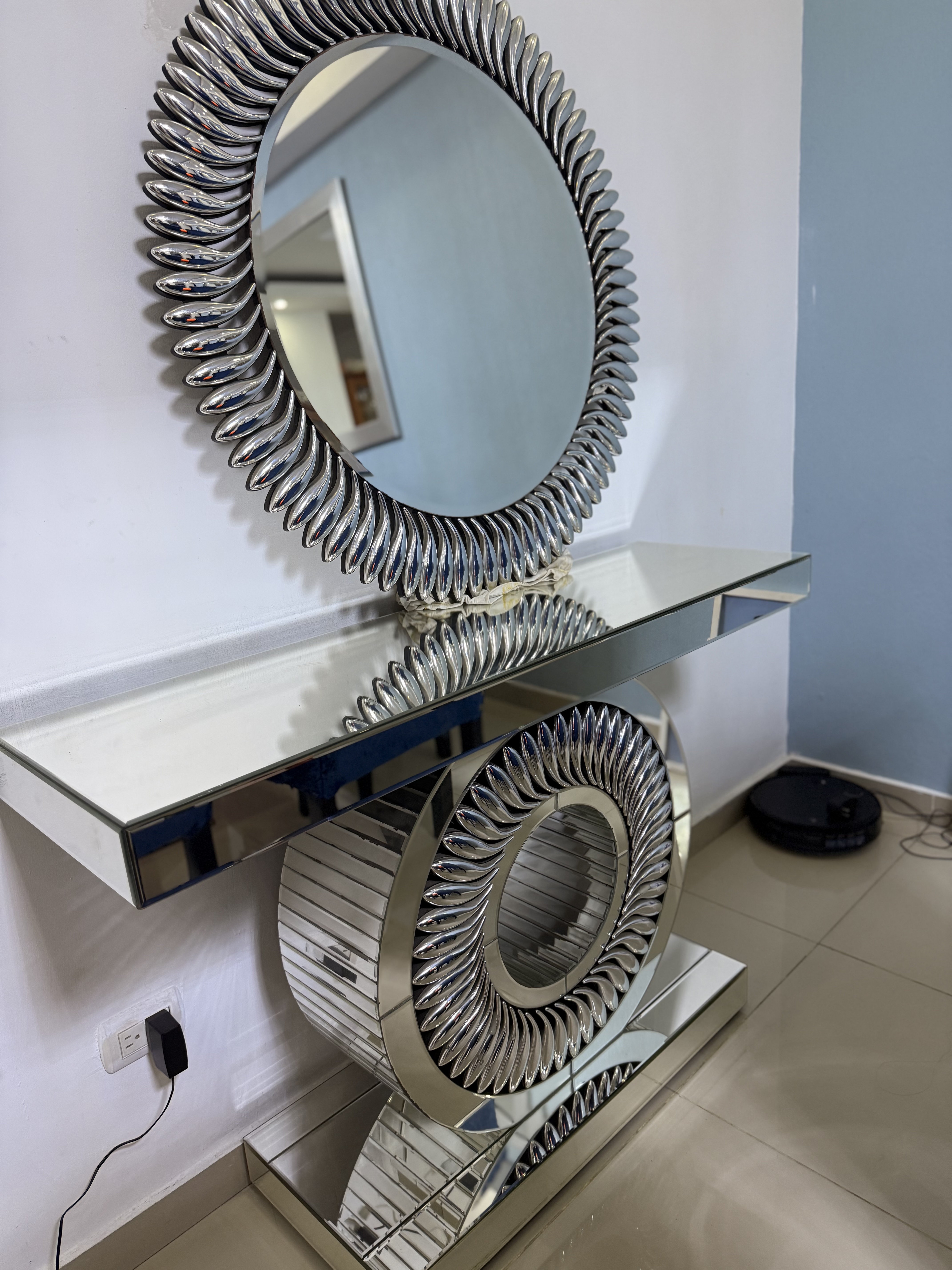 muebles y colchones - REPISA DE CRISTAL CON SU ESPEJO 1