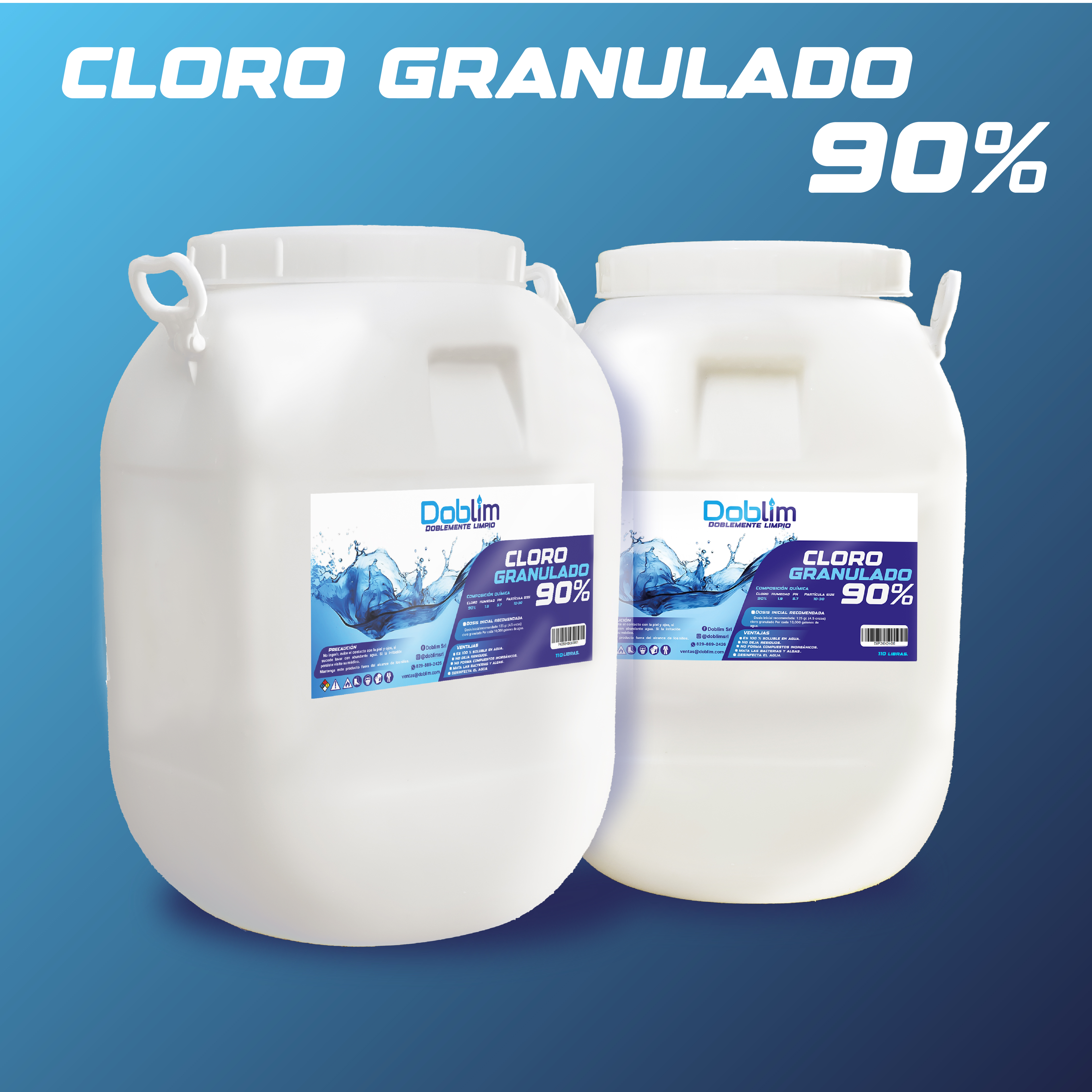 herramientas, jardines y exterior - Cloro 90% Granulado – Tambor 110 lb para Piscinas