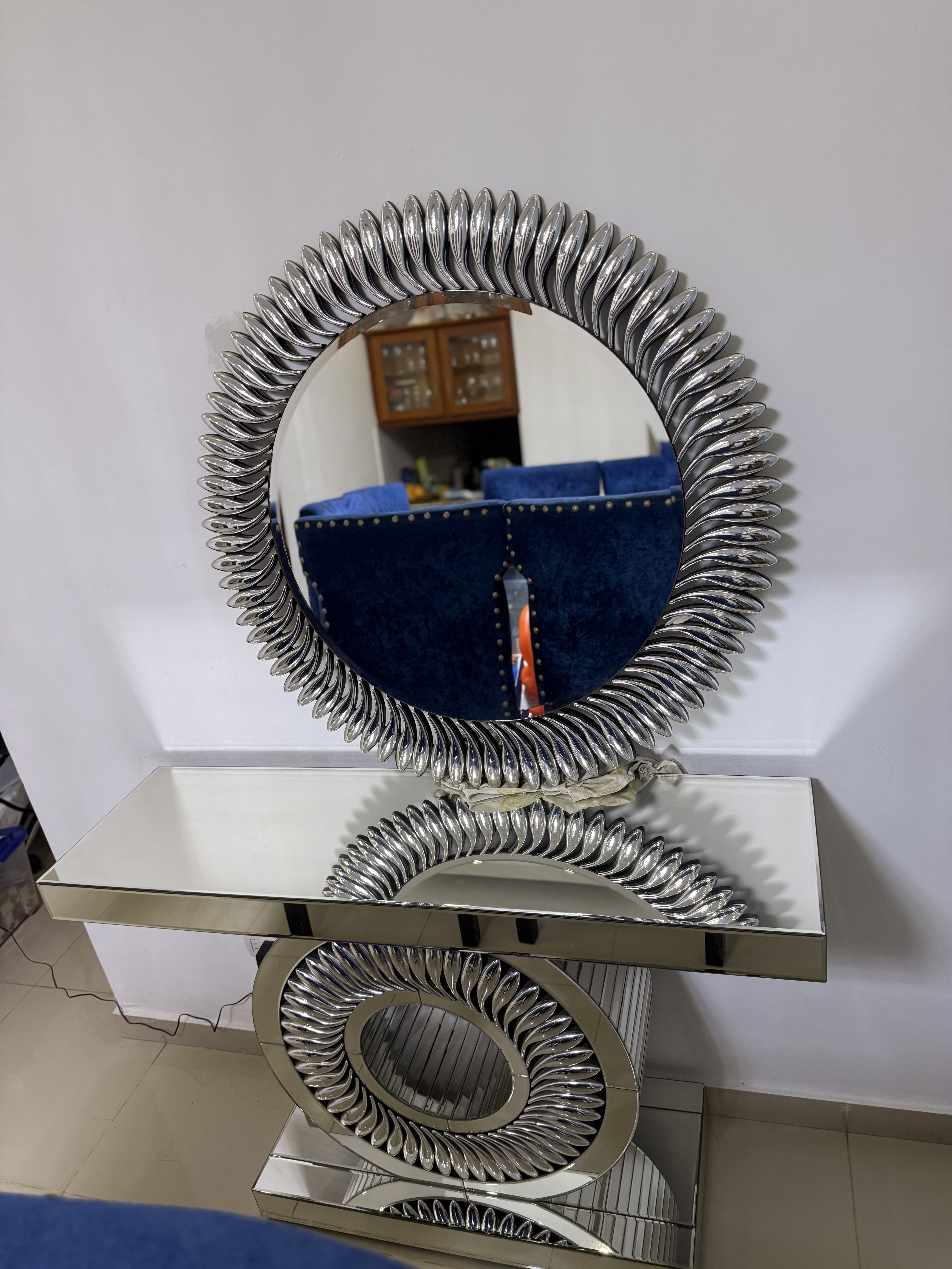 muebles y colchones - REPISA DE CRISTAL CON SU ESPEJO 2