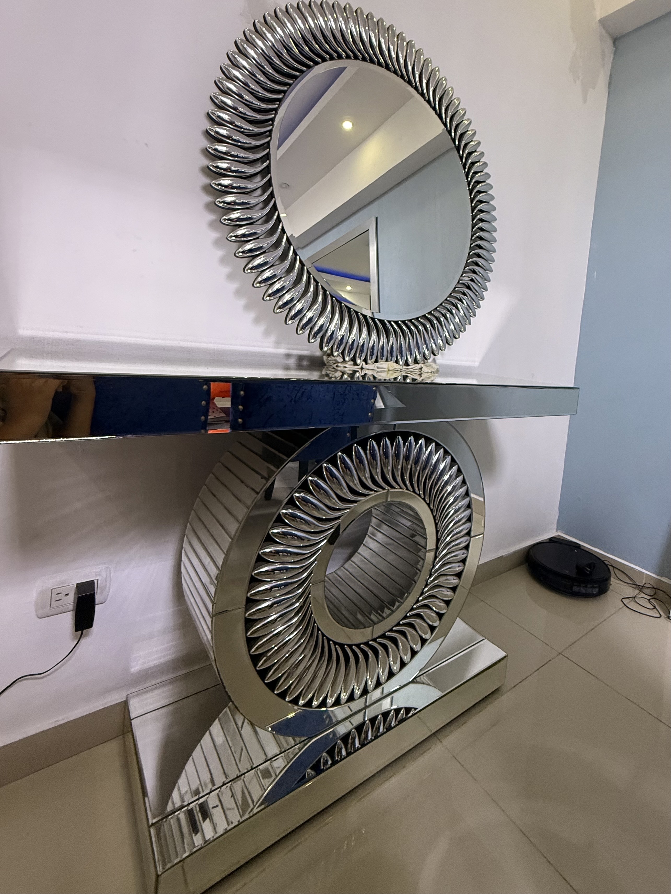 muebles y colchones - REPISA DE CRISTAL CON SU ESPEJO 3
