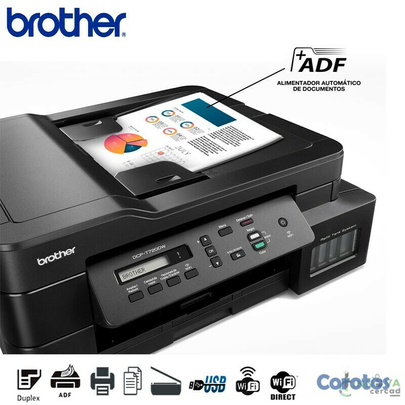 computadoras y laptops - MULTIFUNCIONAL BROTHER DCPT720DW,COPIA,SCANER,IMPRECION, Wi-Fi ,DUPLEX 2