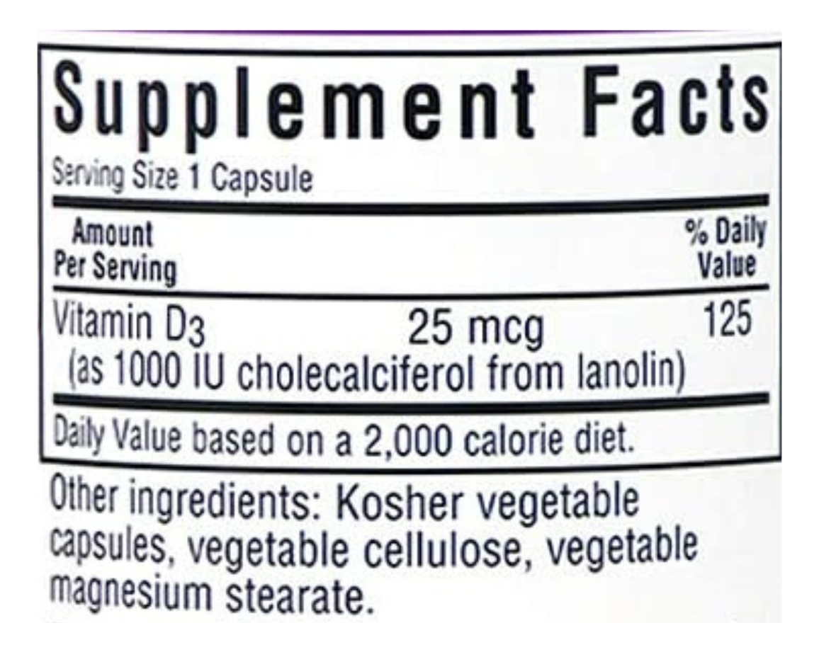 Salud y Equipamiento Médico - Vitamina D3 1000iu Bluebonnet 1