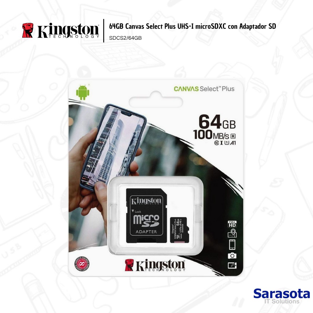 accesorios para electronica - Kingston 64GB Canvas Select Plus UHS-I microSDXC  1