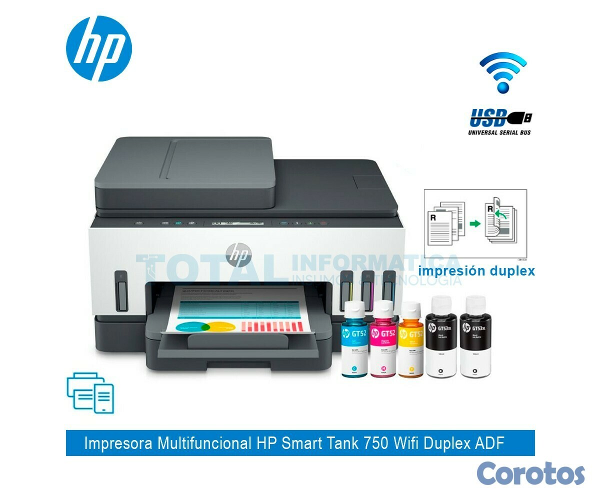 impresoras y scanners - TOTALMENTE NUEVA HP SMART TANK 750 BOTELLA DE TINTA ,WI-FI 2