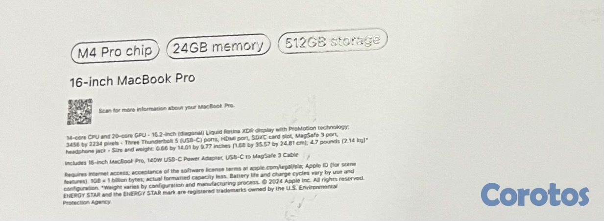 computadoras y laptops - MACBOOK PRO M4 PRO 16” 512GB SSD + 24GB RAM OPEN BOX-NUEVA 3