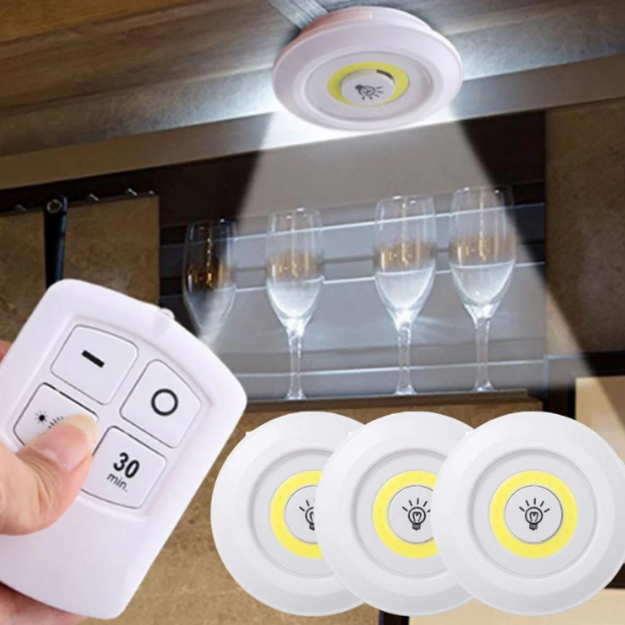 otros electronicos - LUZ LED LIGHT WITH REMOTE CONTROL SET OF 3 0