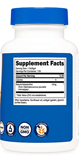Salud y Equipamiento Médico - Astaxantina 12mg 120 Cap Nutricost 2