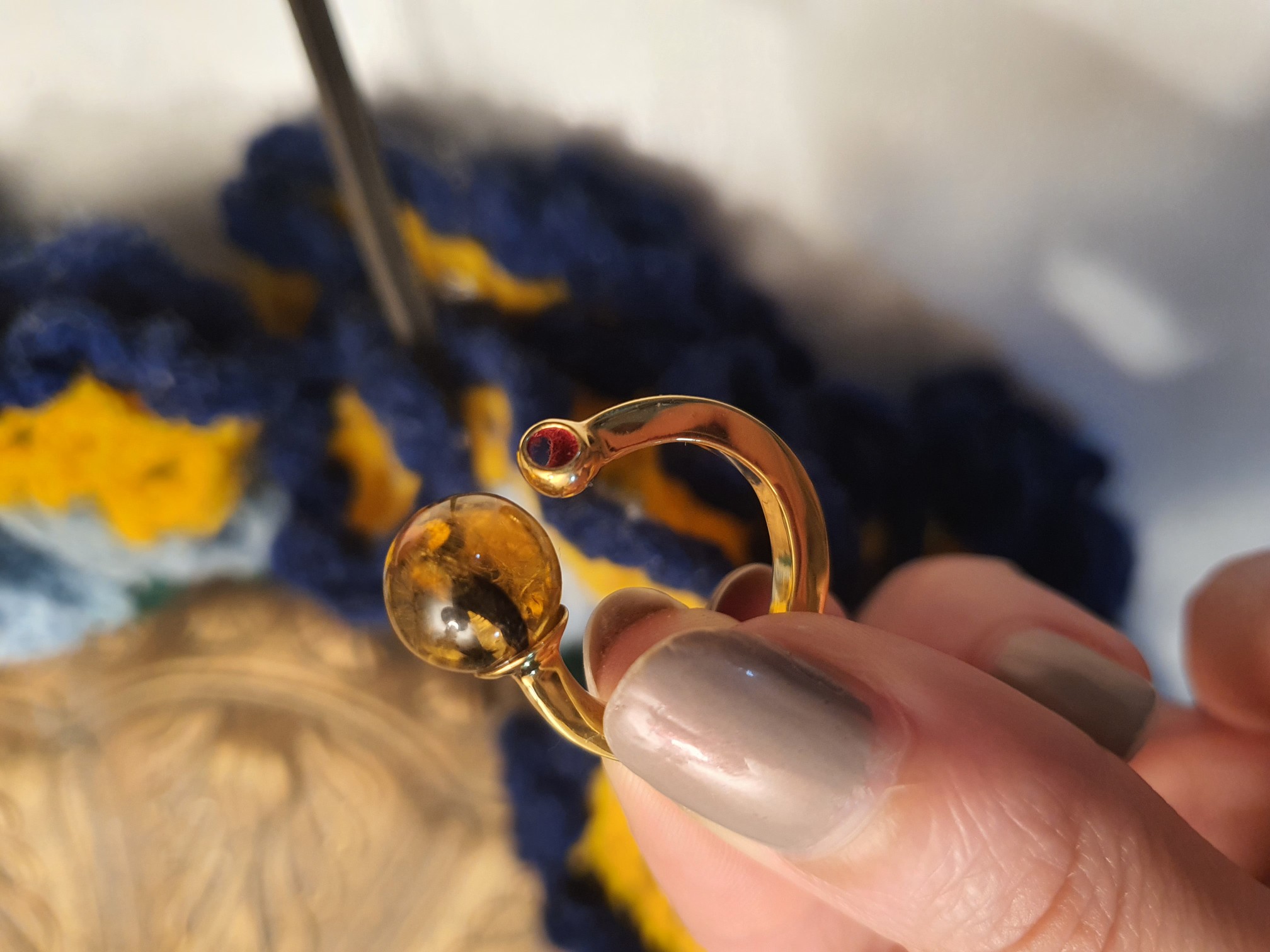 joyas, relojes y accesorios - Monica varela anillo teeny ambar 6