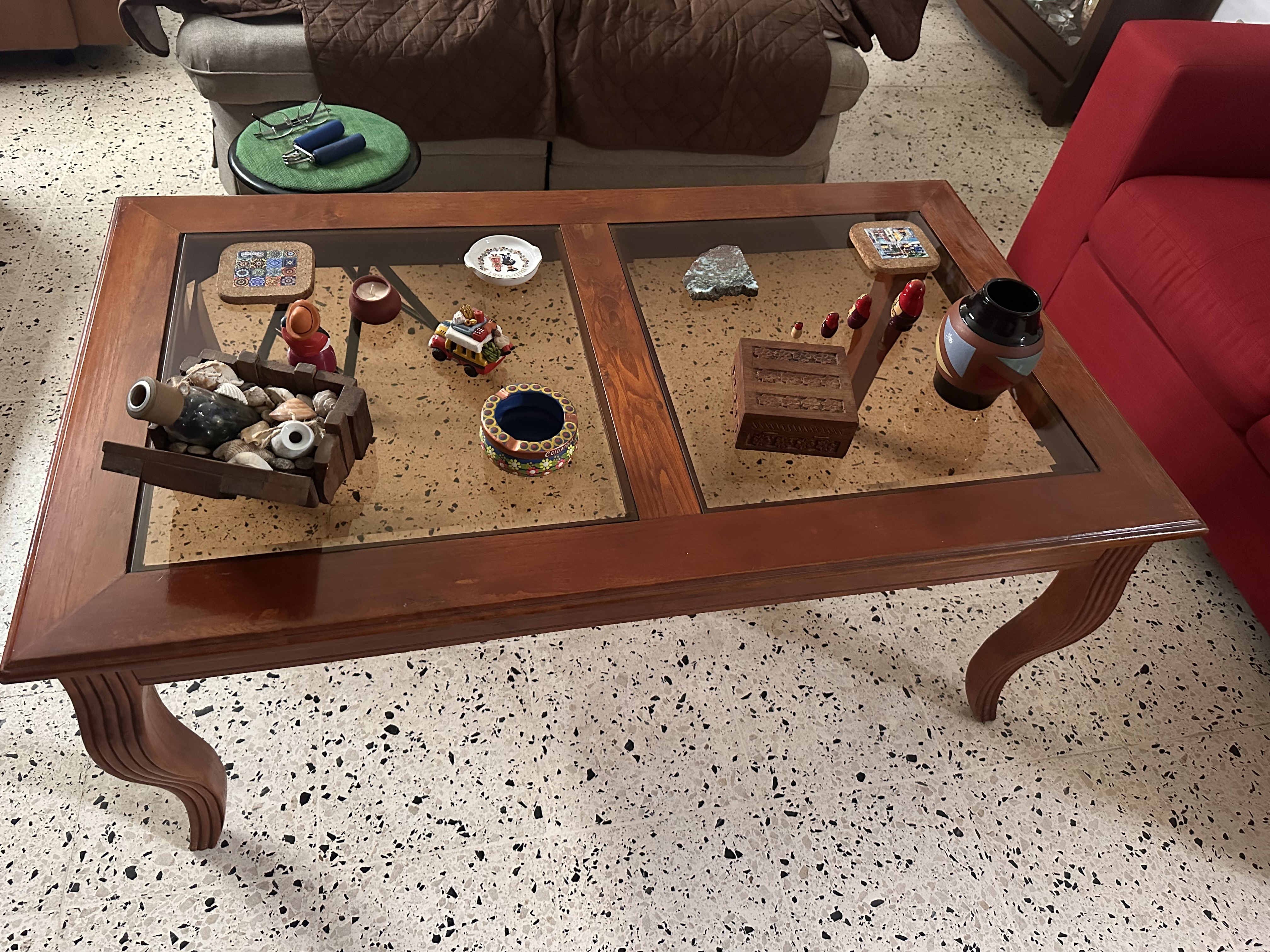 decoración y accesorios - Juego de mesas (3) de centro de sala de madera y cristal 3