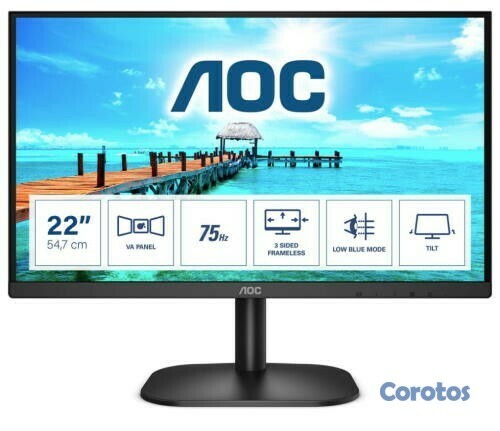 computadoras y laptops - MONITOR AOC, ULTRASLIM 22 pulgadas  HDMI  FHD 1920X 1080, BORDERLESS 2