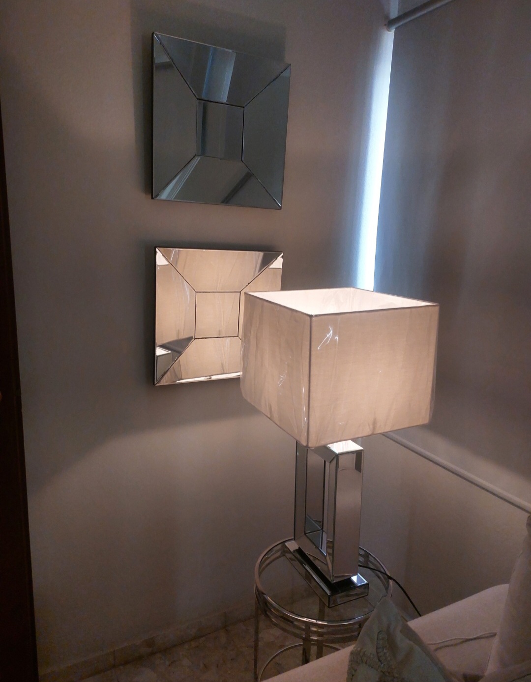 decoración y accesorios - Juego de Espejos y lámpara de cristal 