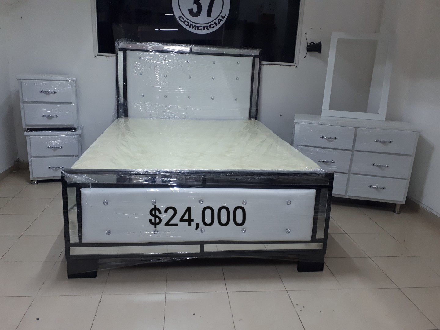 muebles y colchones - Juego de Habitación Blanco con Colchon Incluido 0