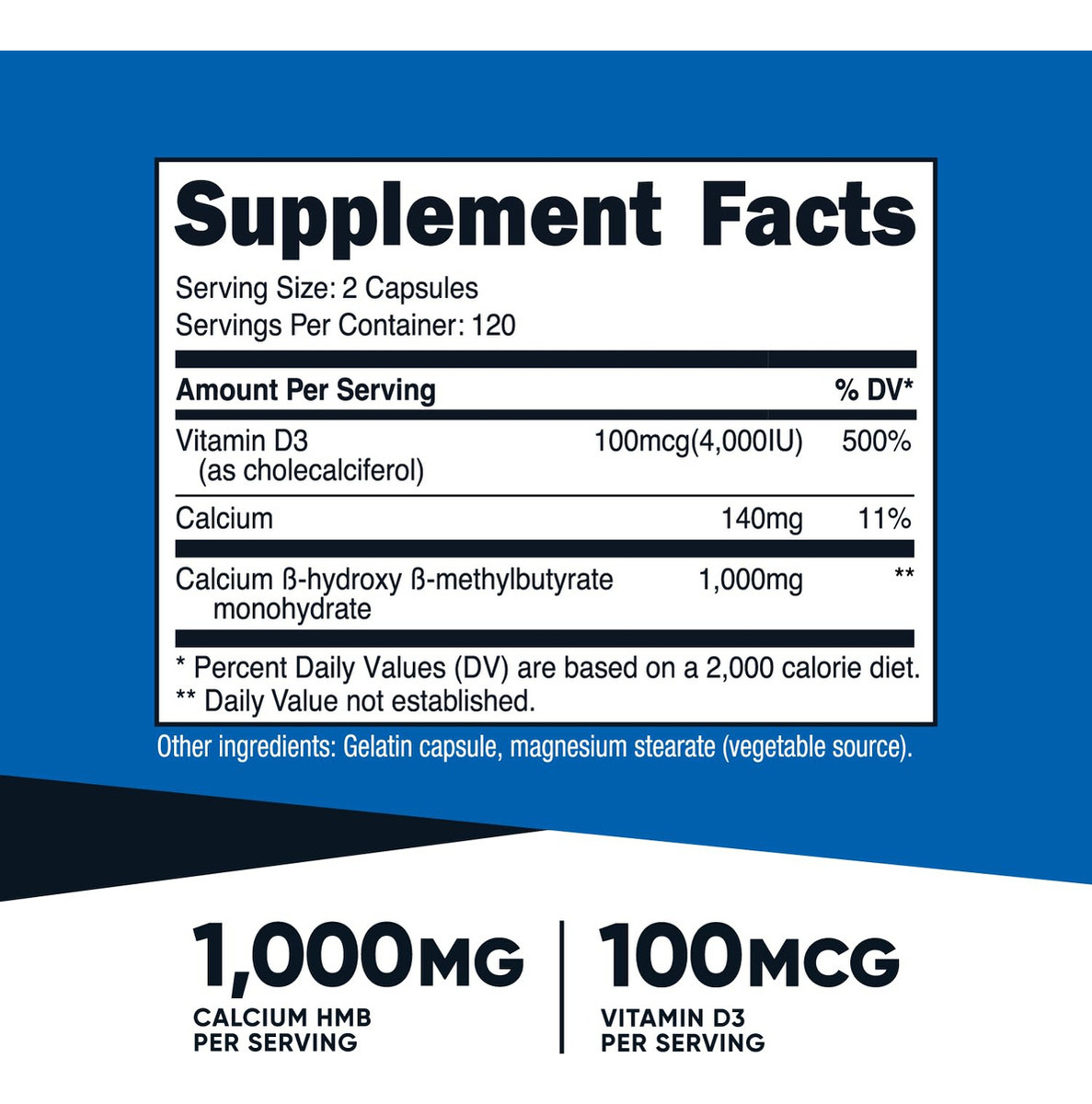 Salud y Equipamiento Médico - Hmb (1000mg) Y Suplemento De Vitamina D3 (4000 Ui)-nutricost 1