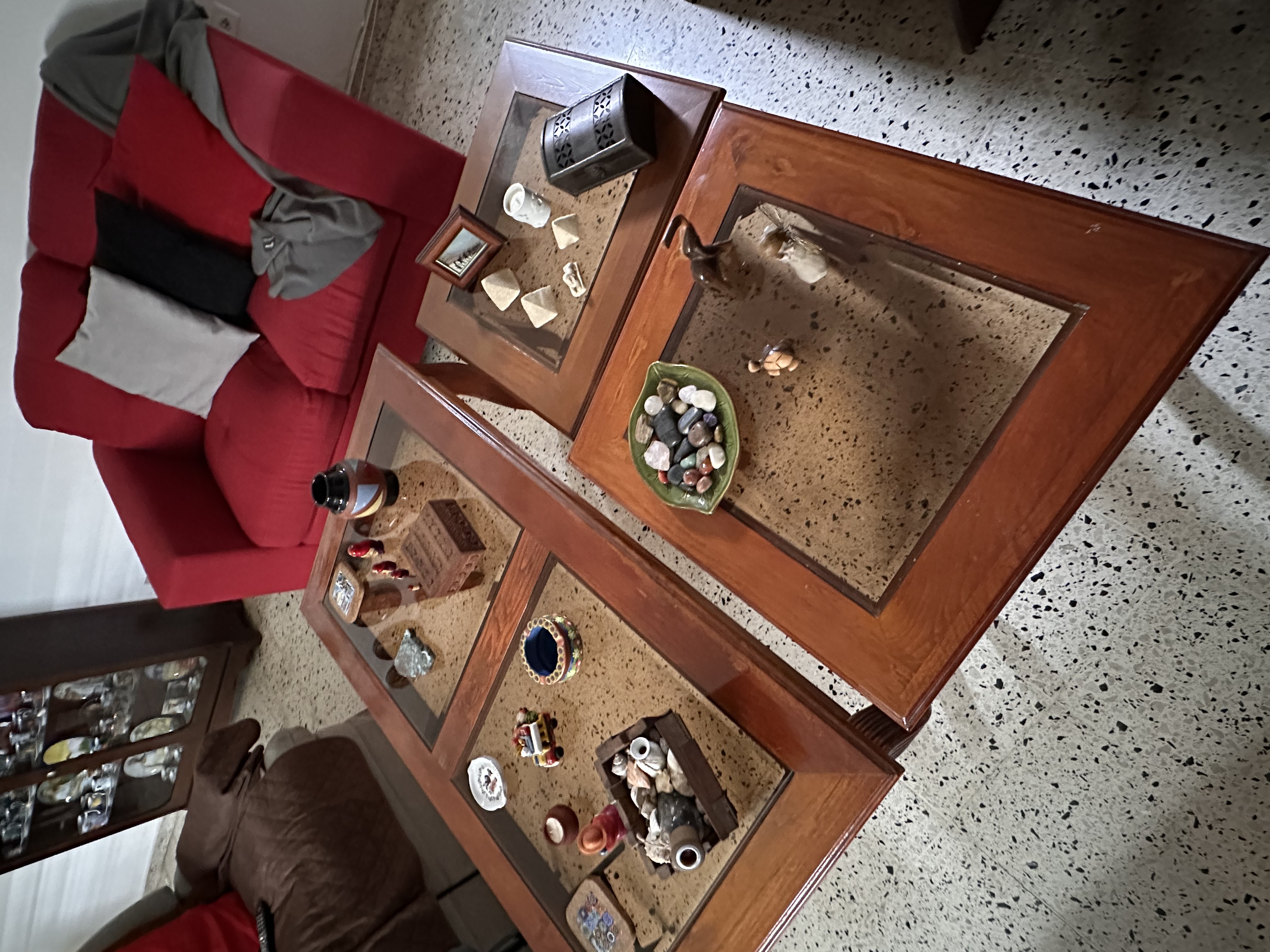 decoración y accesorios - Juego de mesas (3) de centro de sala de madera y cristal 2