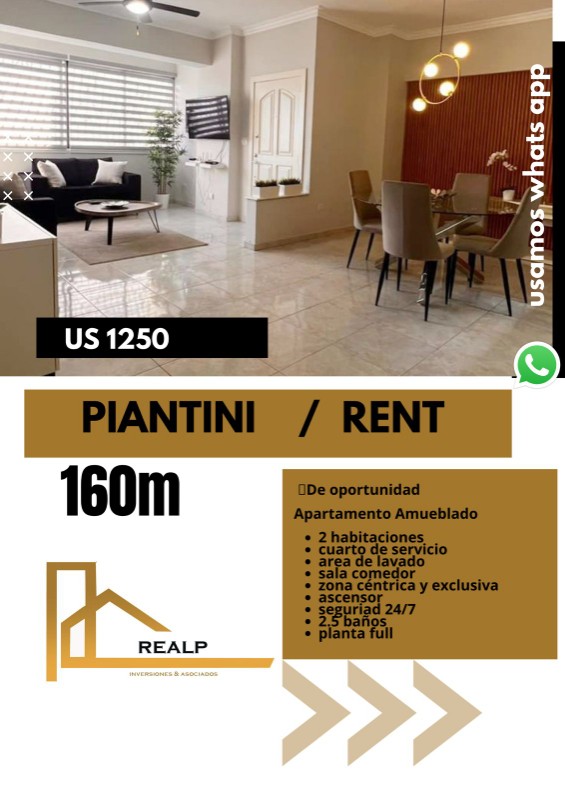 apartamentos - Apartamento piantini amoblado 0