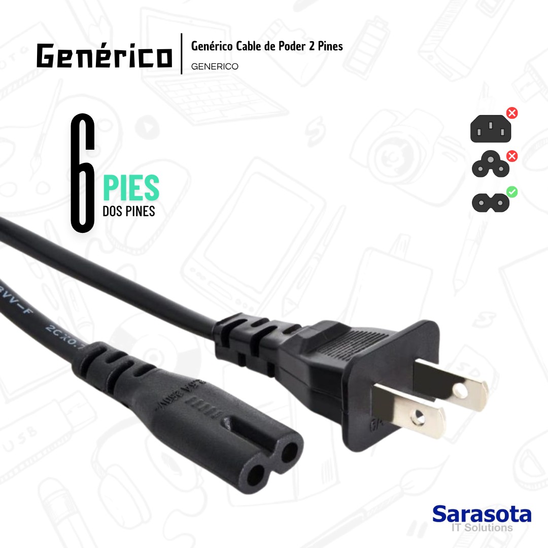 accesorios para electronica -  Cable de poder o de fuente 2 Pines de 6 Pies 2