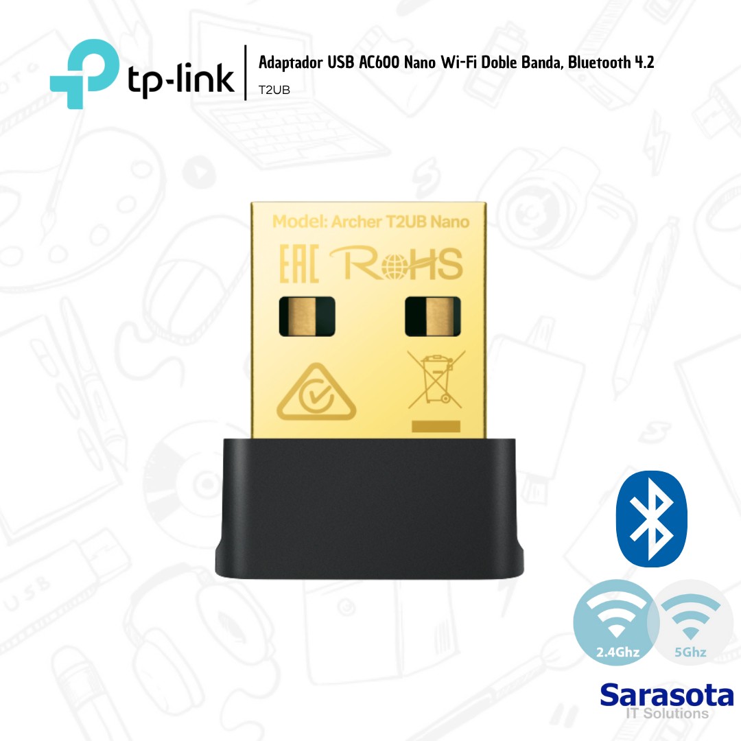 accesorios para electronica - TP-Link Adaptador USB AC600 Nano Wi-Fi Doble Banda, Bluetooth 4.2 Archer T2UB 1