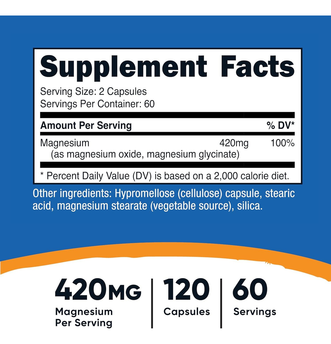 Salud y Equipamiento Médico - Nutricost Glicinato De Magnesio 420 Mg, 120 Capsulas - 60 P 1
