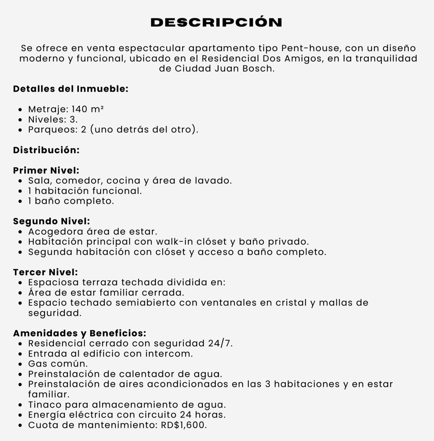 apartamentos - Apartamento tipo Penthouse Ciudad Juan Bosh 9