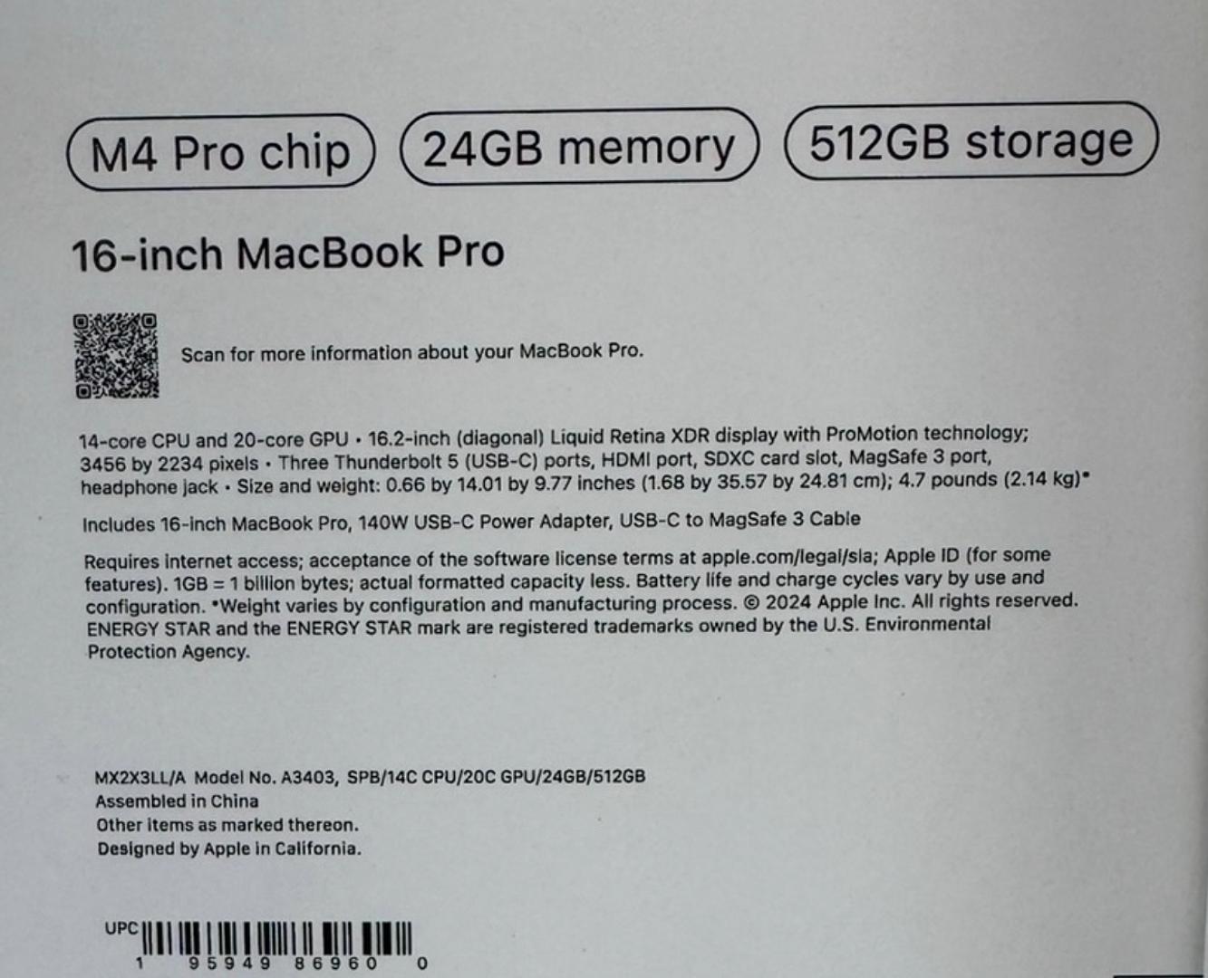 computadoras y laptops - MacBook Pro 16” M4 Pro 24GB RAM 512GB SSD Sellada 2