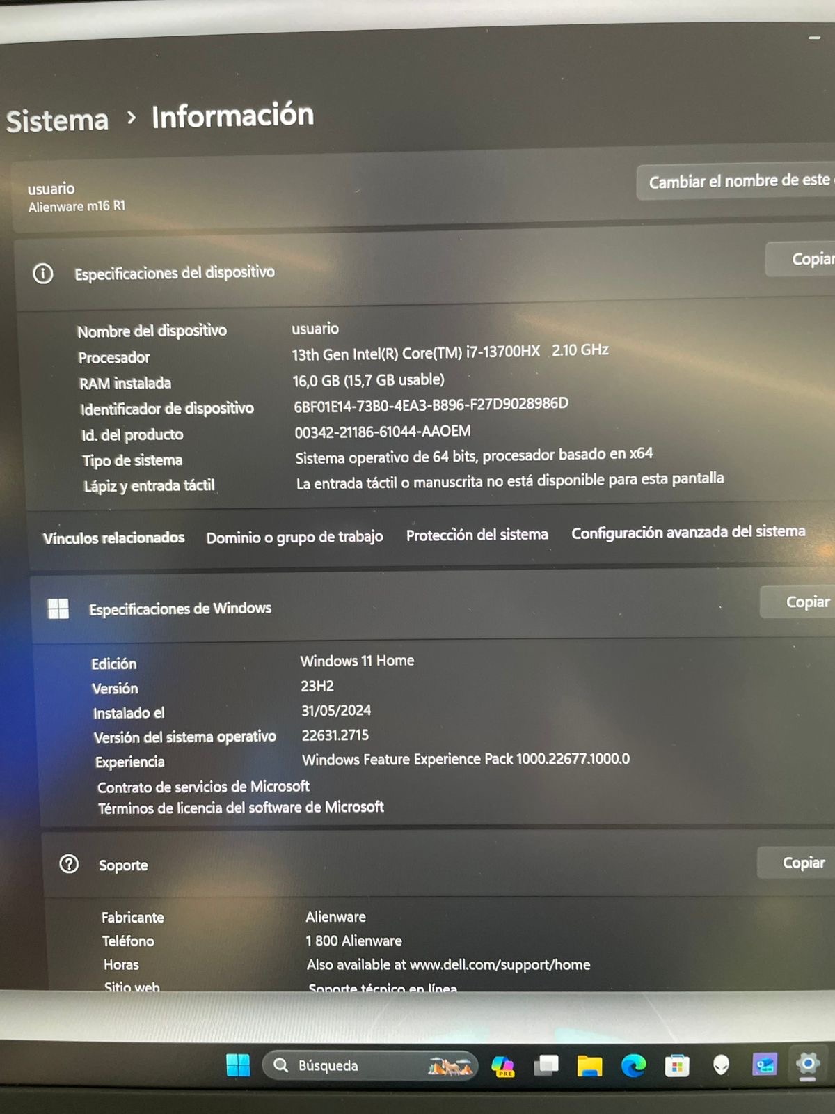 computadoras y laptops - LAPTOP ALIENWARE 13th generación INTEL CORE i7 RTX 4070 16Gb de ram 1Tb SSD 8