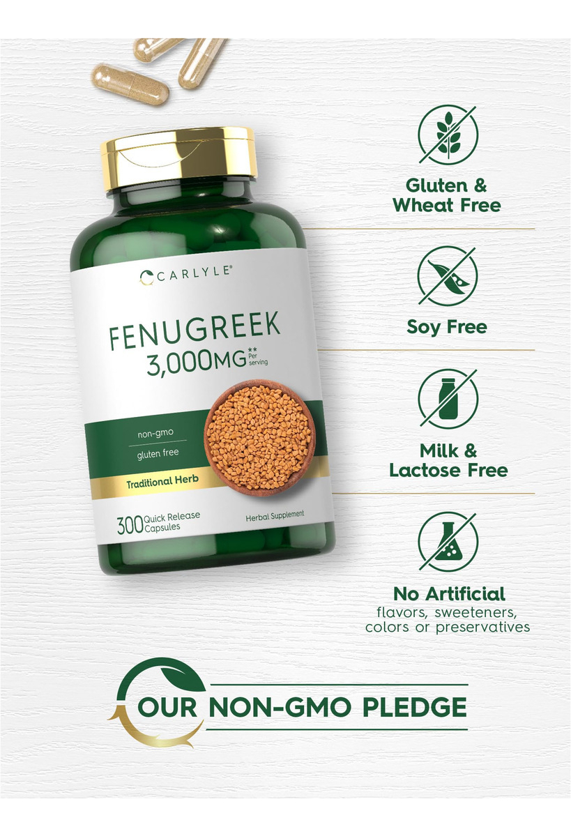 Salud y Equipamiento Médico - Semillas De Fenogreco 3000mg 300cap Carlyle 3