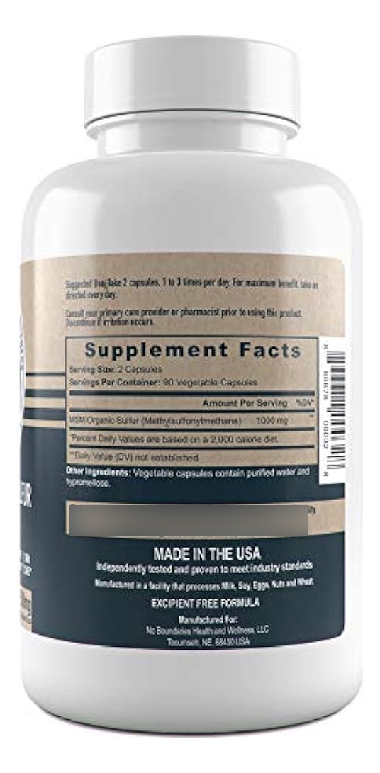 Salud y Equipamiento Médico - Msm Azufre Organico Premium 180 Capsulas Desintoxicante 1