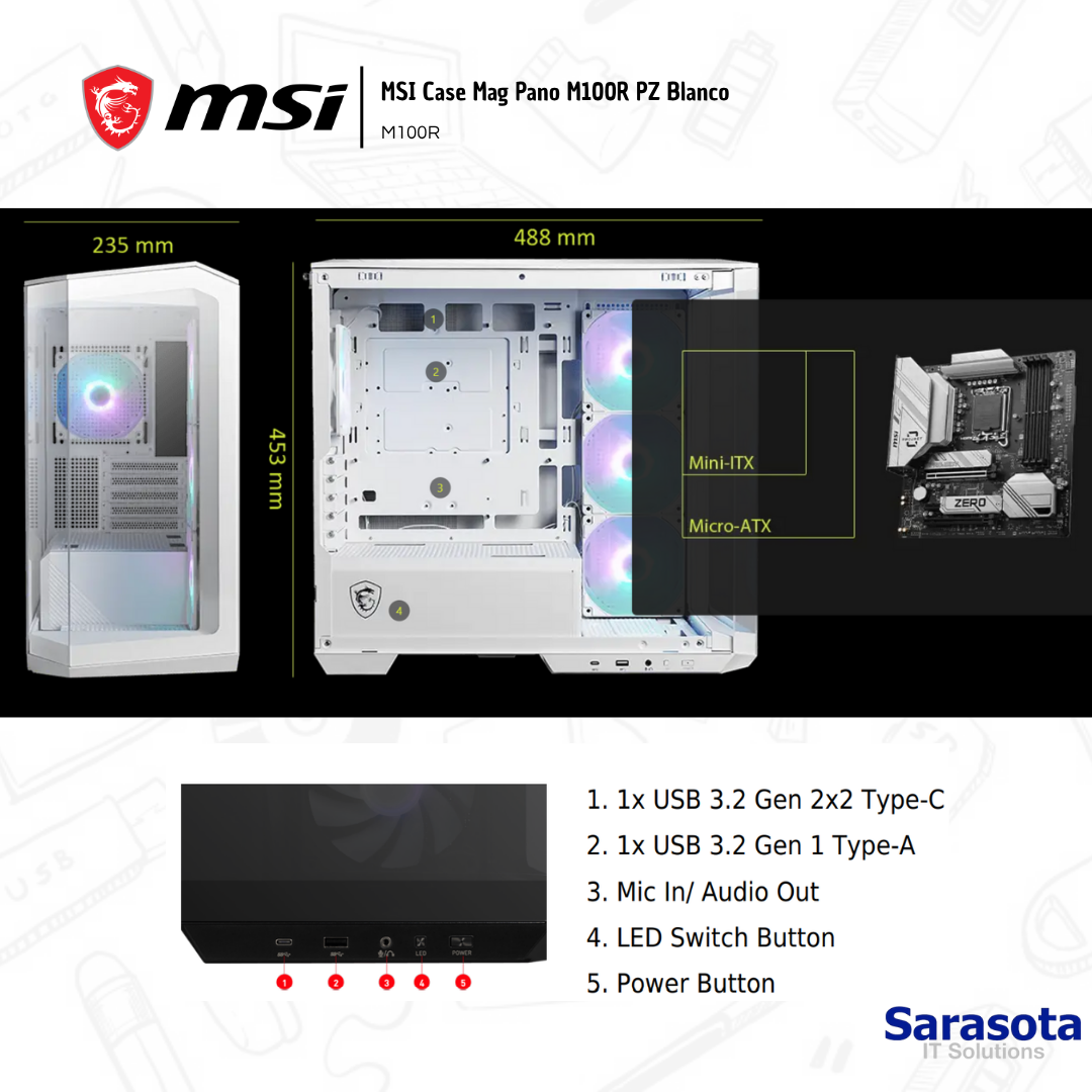accesorios para electronica - MSI Case Mag Pano M100R PZ Blanco  1