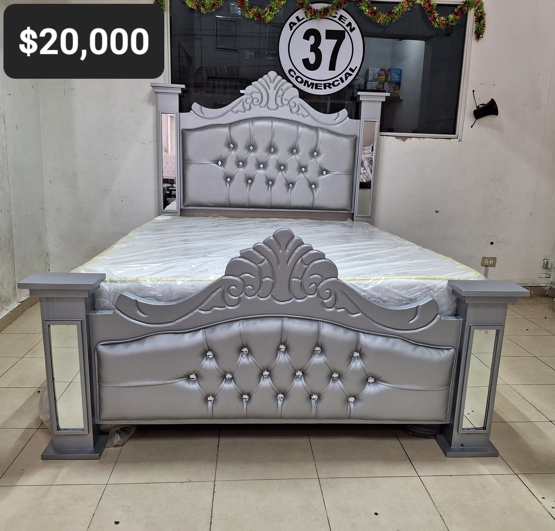 muebles y colchones - Cama color Gris con Colchon incluido