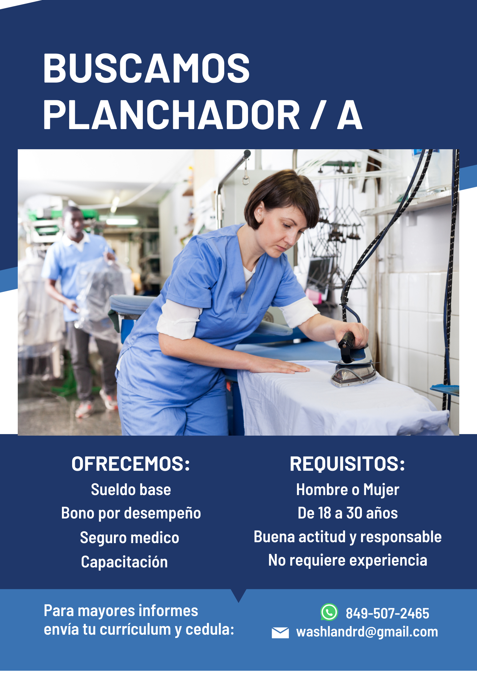 empleos disponibles - Se Requiere Planchador para Lavanderia 1