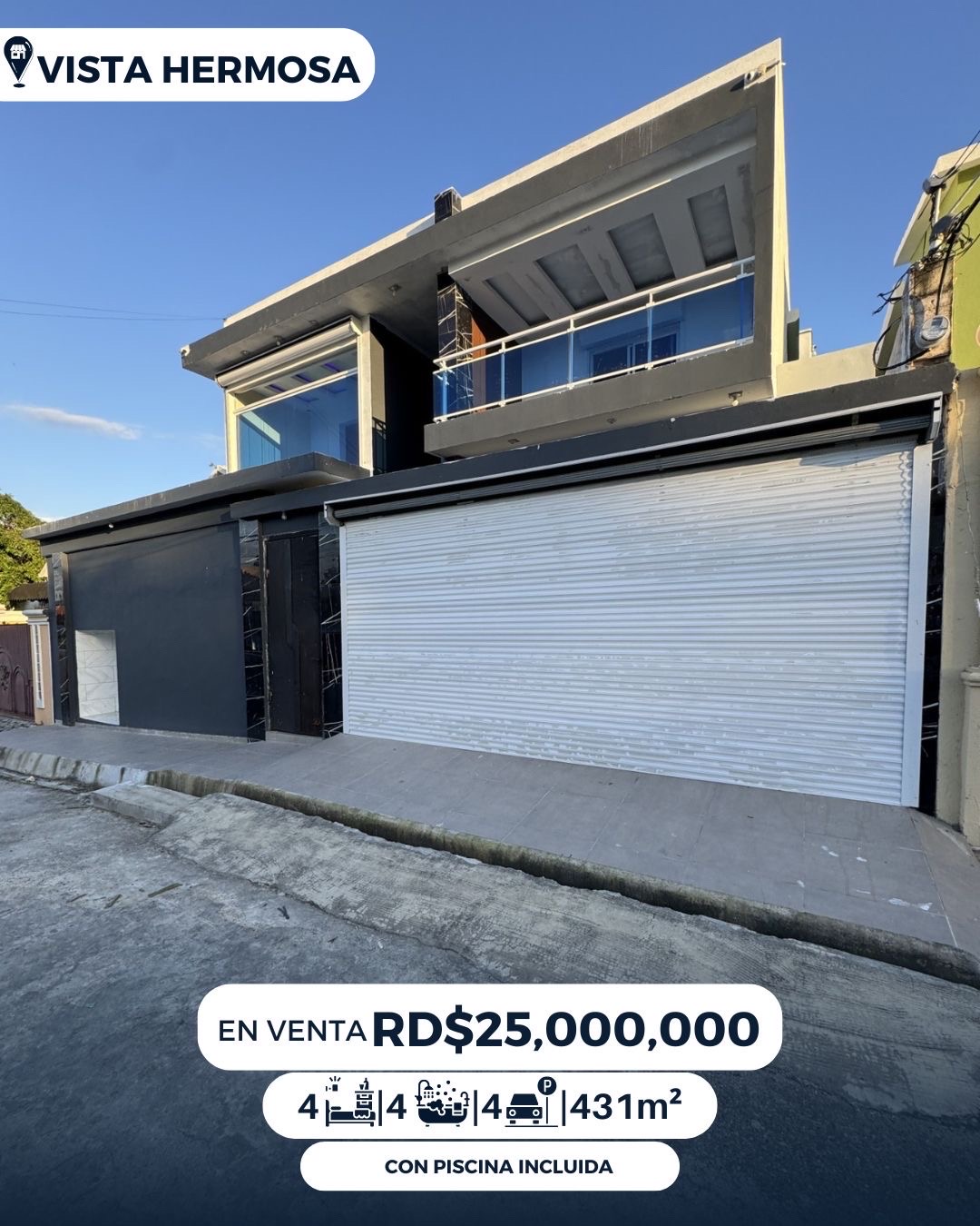 casas - venta de casa con 431mts y piscina en Amapola Santo Domingo este 