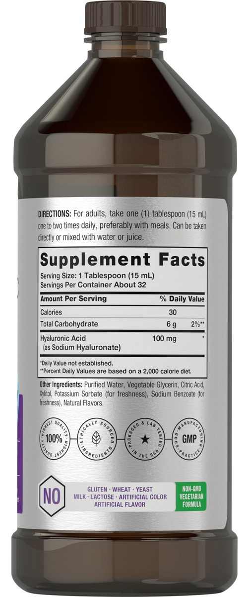 Salud y Equipamiento Médico - Suplemento Liquido De Acido Hialuronico 100mg 16onz Horbaach 1
