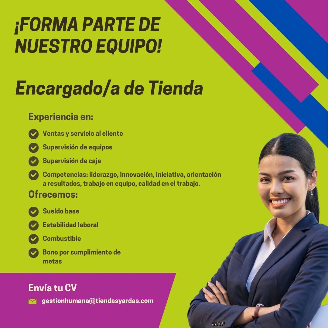 empleos disponibles - Encargado de Tienda 0