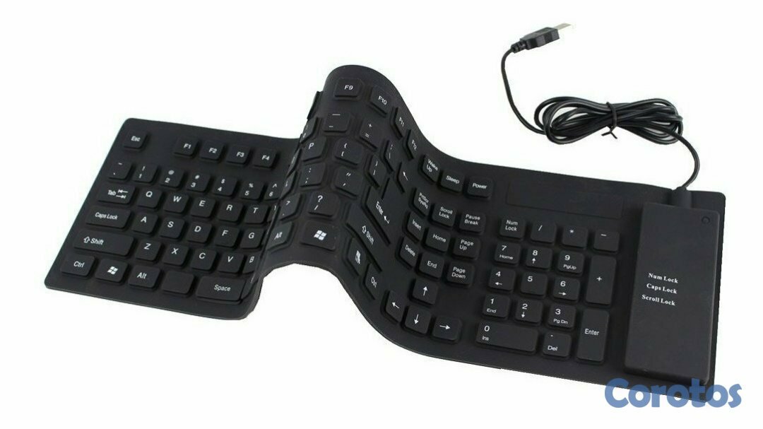 computadoras y laptops - TECLADO AGILER / FLEXIBLE / CAUCHO / INGLES / NEGRO / A PRUEBA DE POLVO Y AL AGU 1