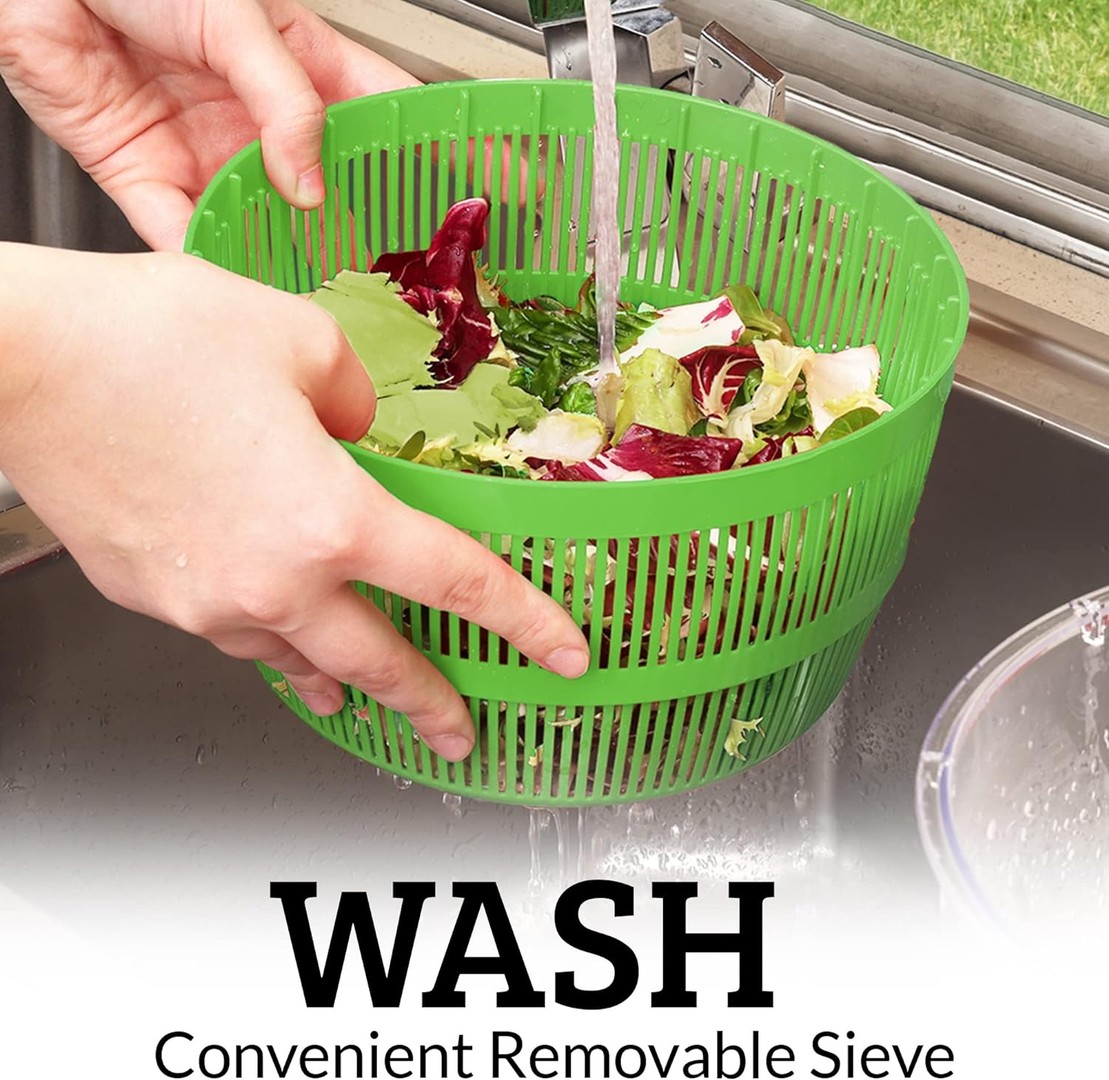 cocina - Secador manual de ensalada lechuga Spinner de gran capacidad 5 Litros lechuga 6