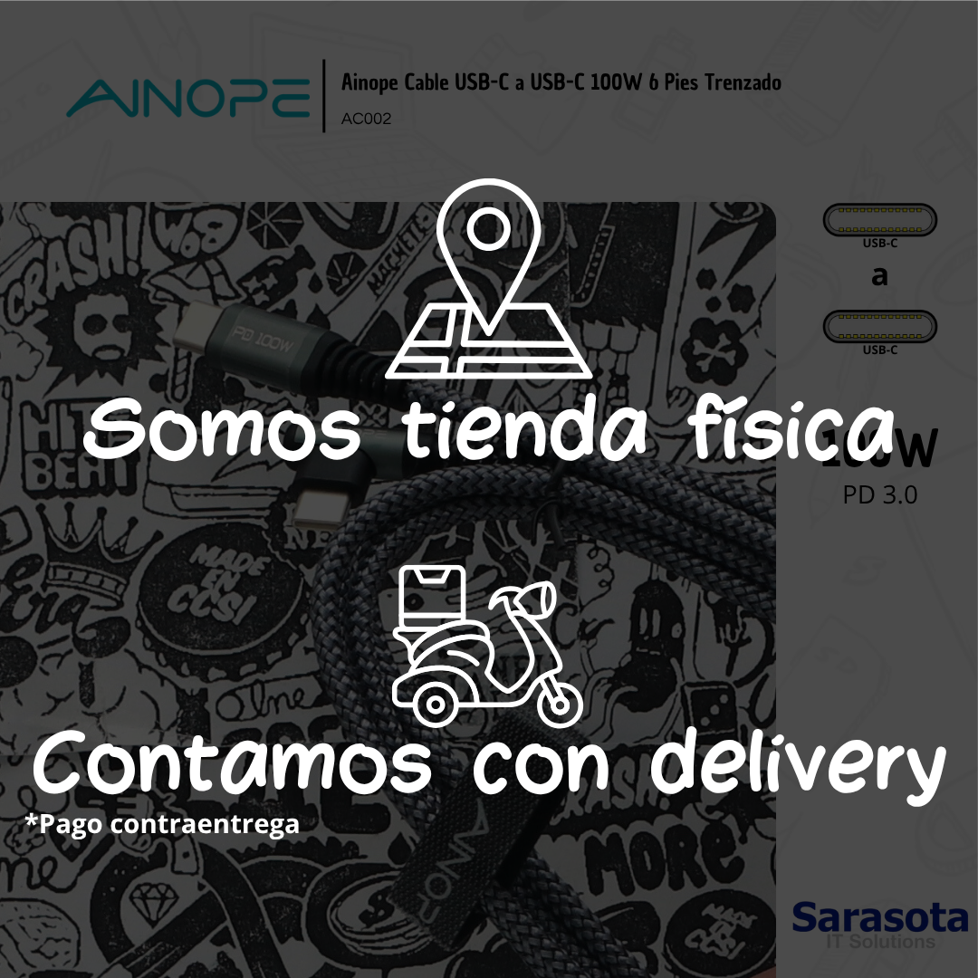 accesorios para electronica - Ainope Cable USB-C a USB-C 100W 6 Pies Trenzado 2