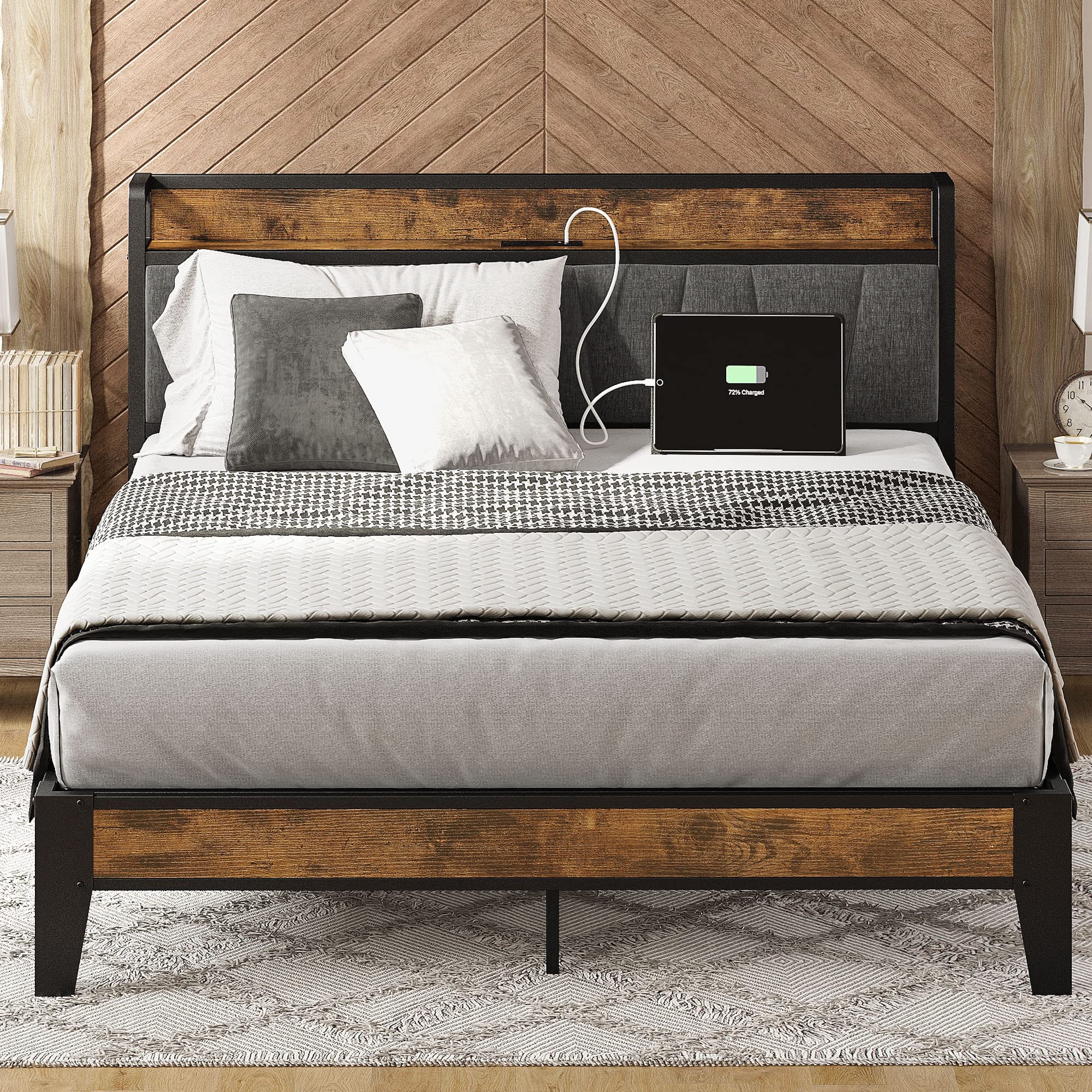 muebles y colchones - BASE DE CAMA QUEEN 60 importada con conectores usb