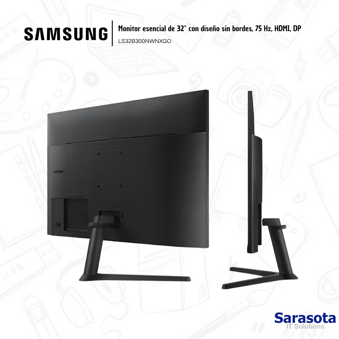 computadoras y laptops - Samsung Monitor Esencial 32" LS32B300NWNXGO 2