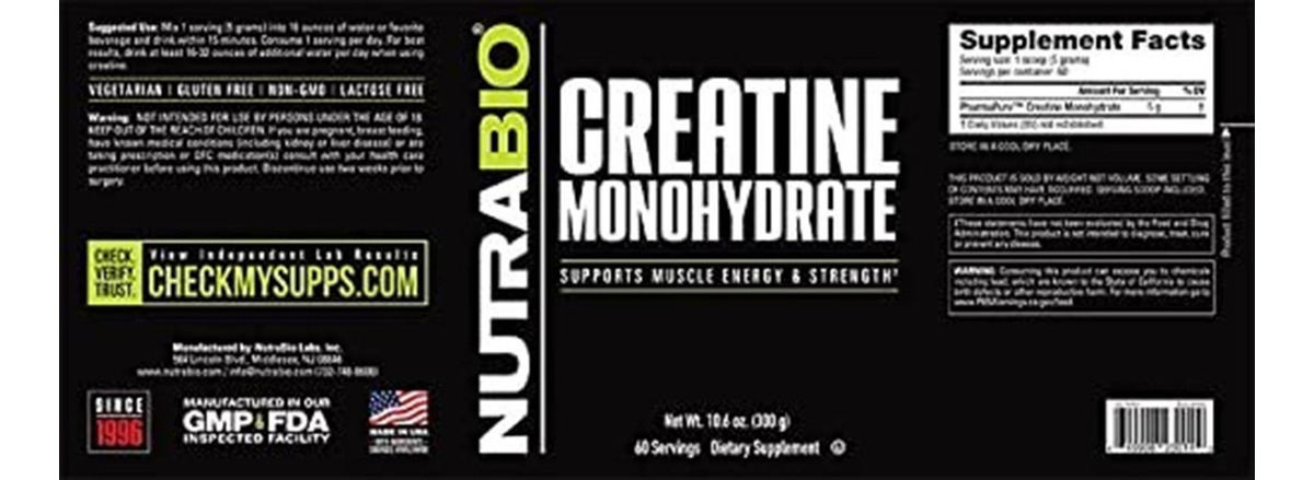 Salud y Equipamiento Médico - Nutrabio - Monohidrato De Creatina De Grado 1