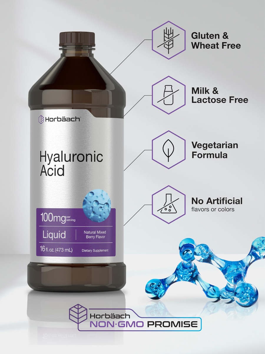 Salud y Equipamiento Médico - Suplemento Liquido De Acido Hialuronico 100mg 16onz Horbaach 4