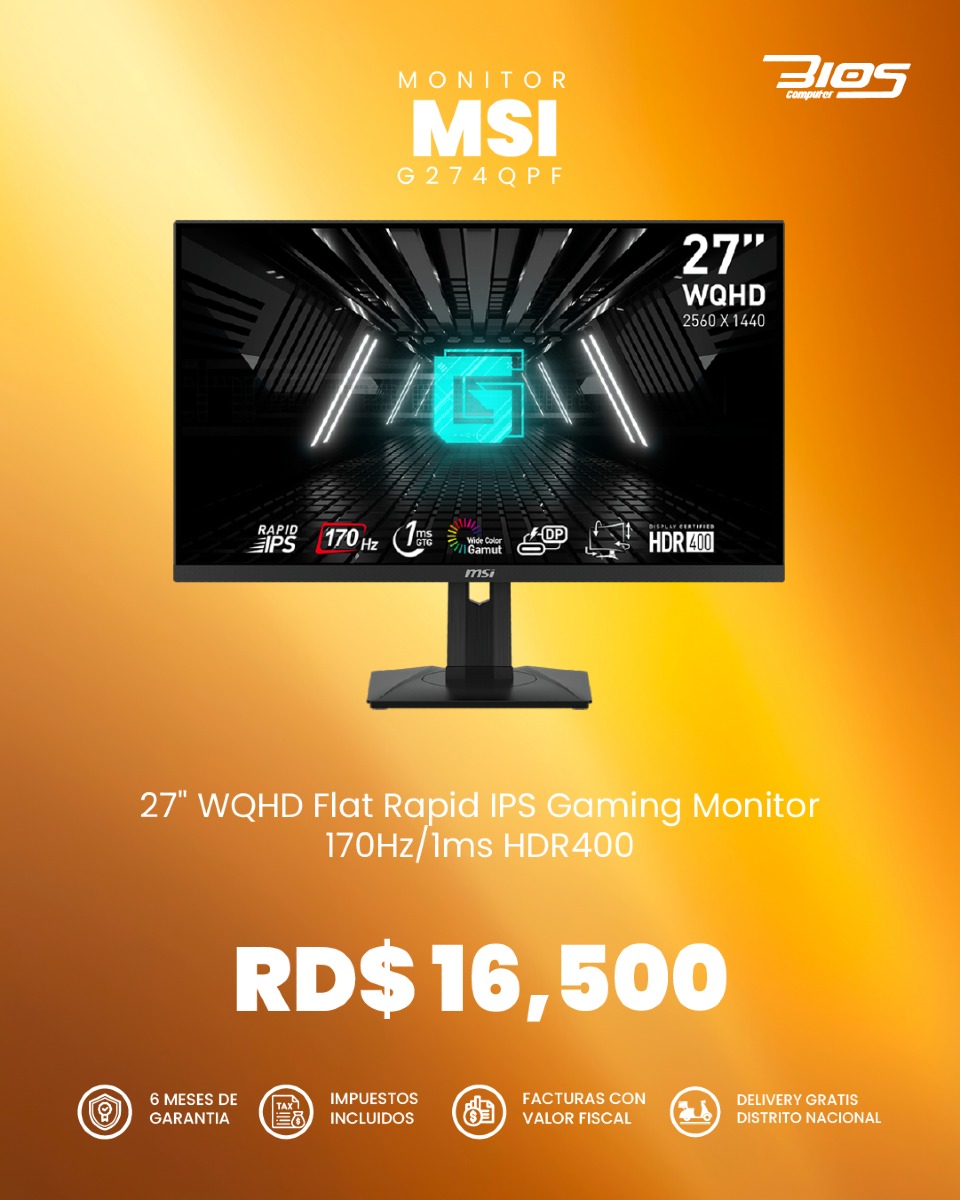 computadoras y laptops - Monitor MSI G274QPF 0