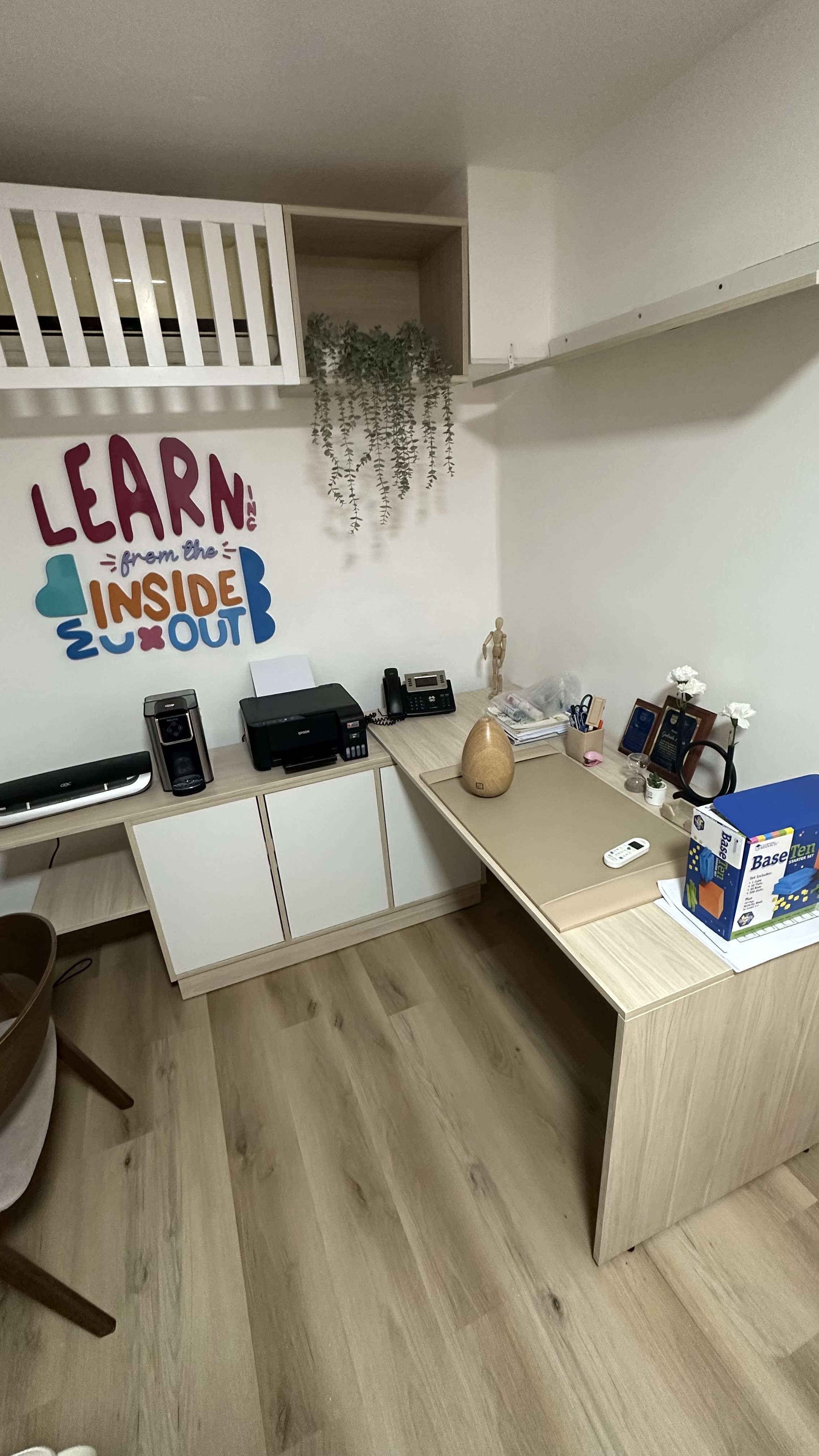 muebles y colchones - Escritorio CREMA en L multifuncional
