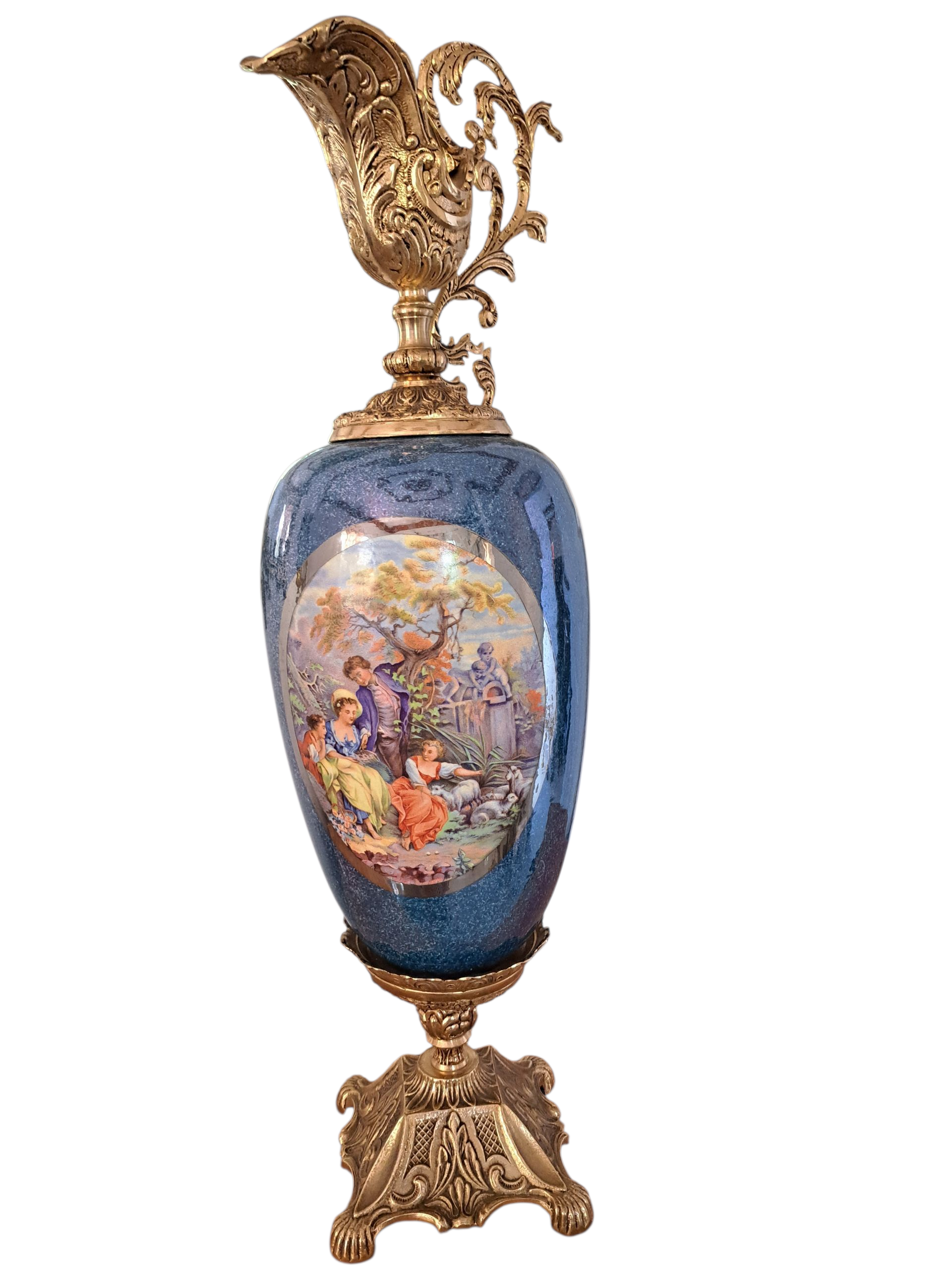 arte y antigüedades - GRAN ANFORA O JARRON ANTIGUO DE BRONCE Y PORCELANA 0