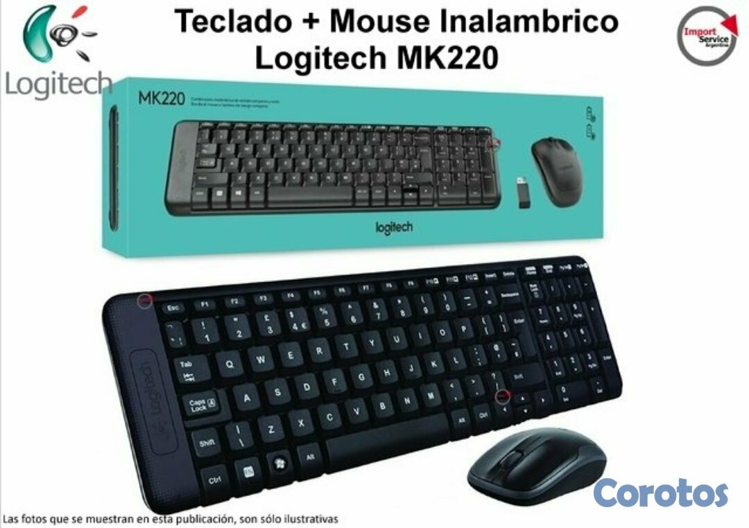 computadoras y laptops - TECLADO MOUSE LOGITECH MK220 USB WIRELESS RECEIVER 2.4GHZ WIRELESS, ESPAÑOL 1