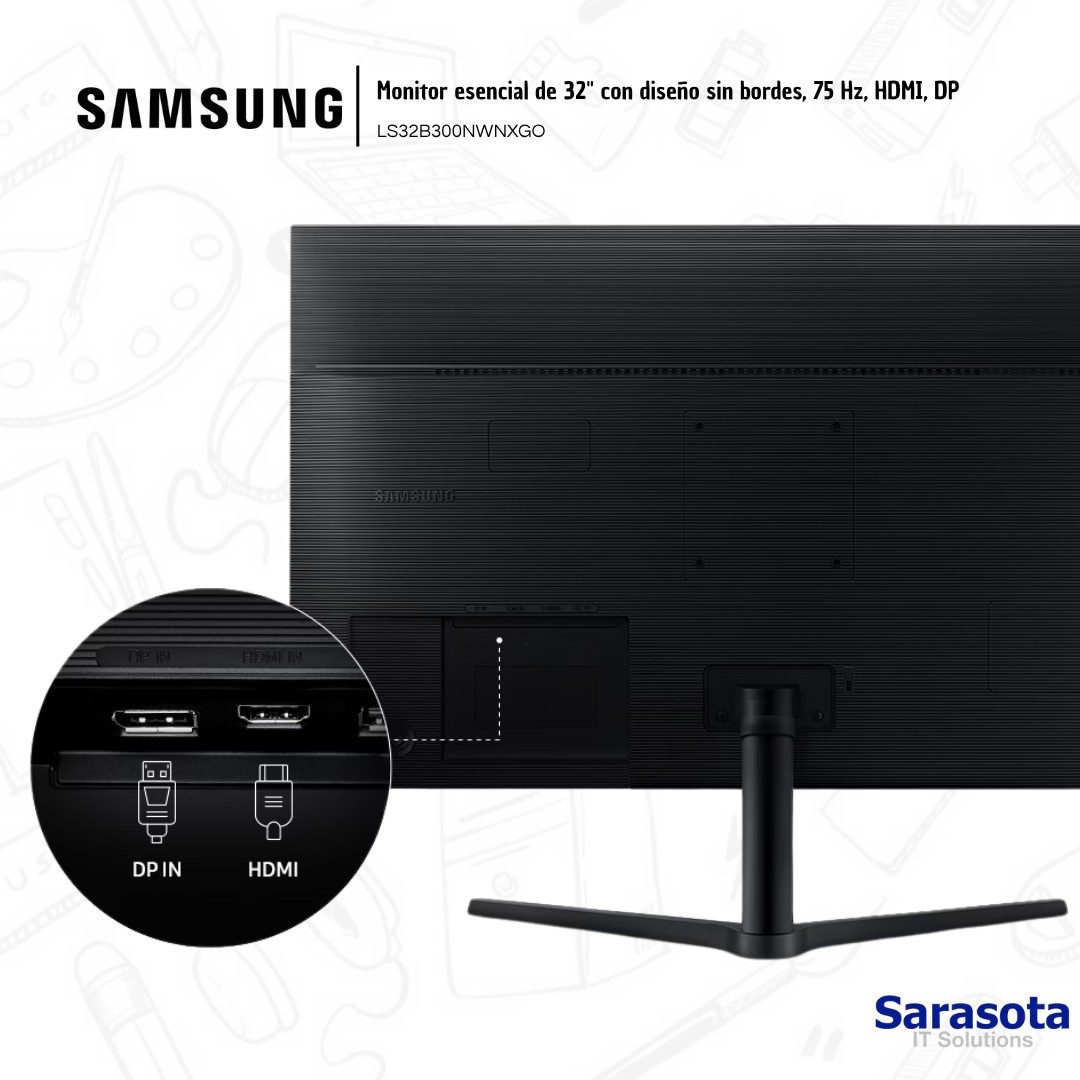 computadoras y laptops - Samsung Monitor Esencial 32" LS32B300NWNXGO 2