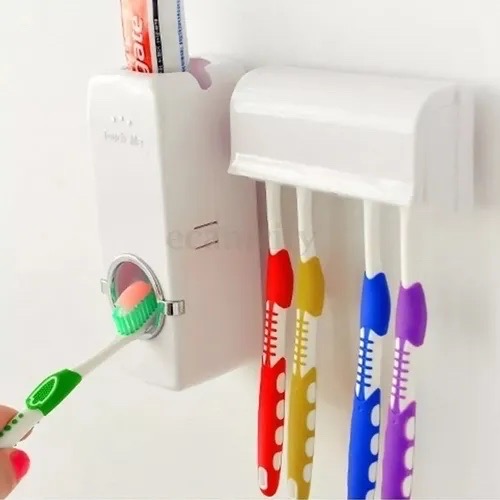 decoración y accesorios - Porta cepillo de diente con dispensador de pasta dental  2