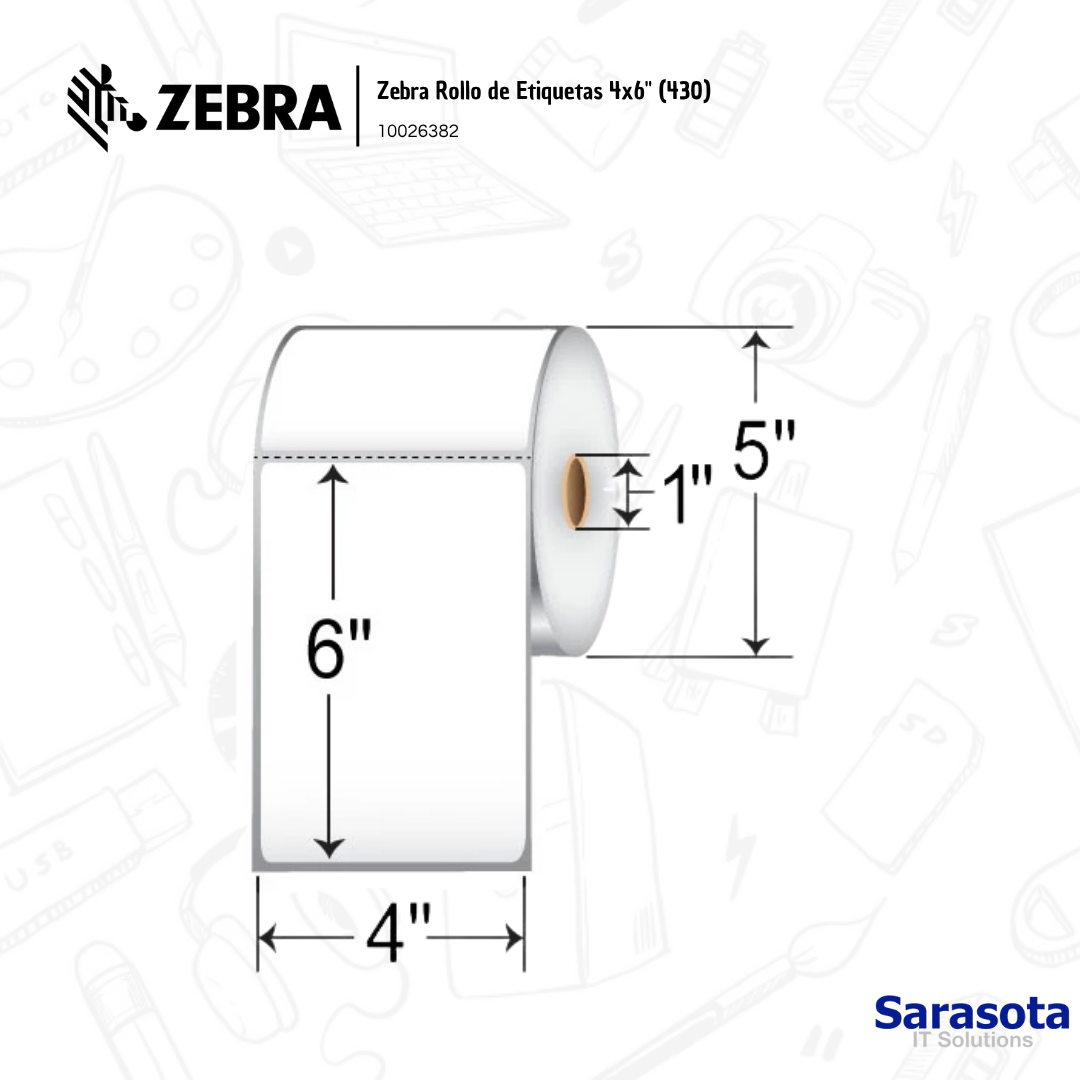 accesorios para electronica - Zebra Rollo de Etiquetas 4x6" (430) 2